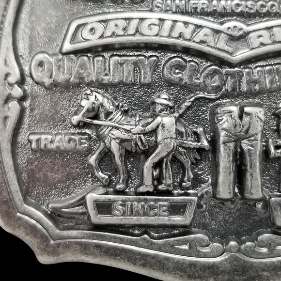 Levi Strauss Co‎ Original Riveted Quality Clothing Belt Buckle Two Horse Brand - Picture 4 of 13